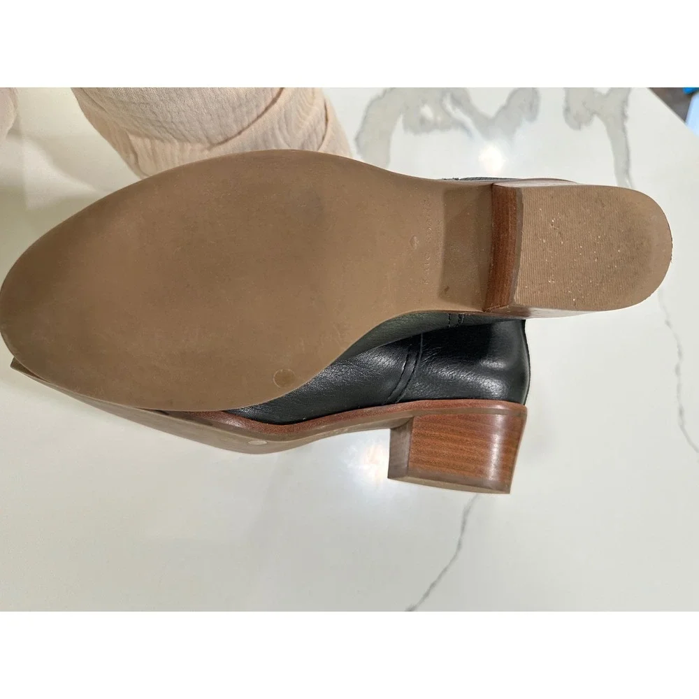 Kate Spade New York Black Leather Bow Heel‎ Ankle Boots Size 7.5 M